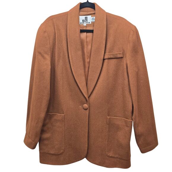 VTG Mark Eisen Blazer Jacket Womens Medium Rust Brown Office Career Long Line - Picture 1 of 6
